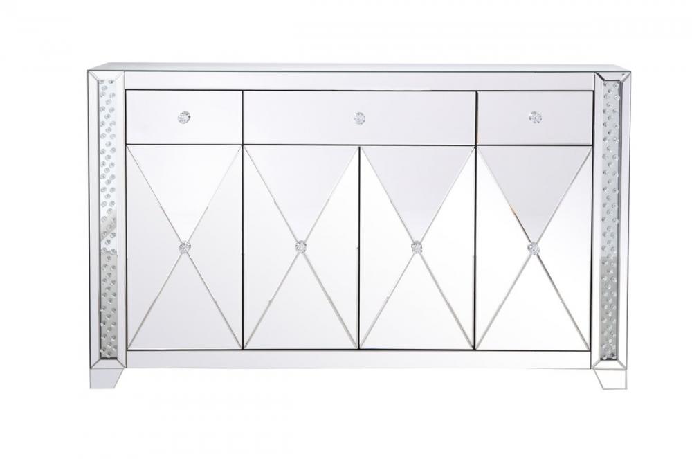 60 in Clear Crystal Mirrored Credenza