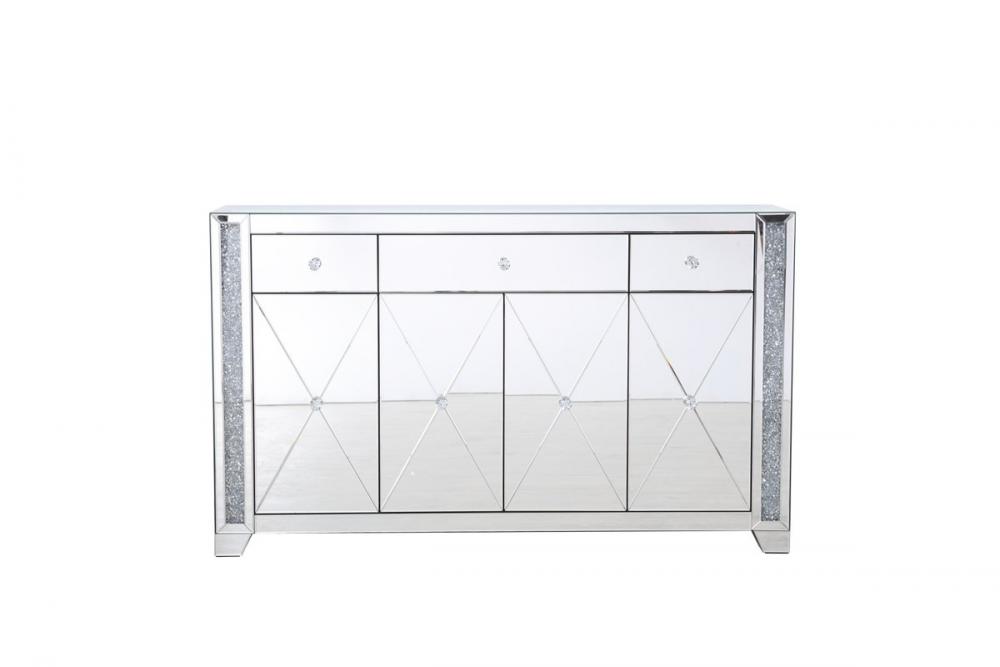 60 in Silver Crystal Mirrored Credenza