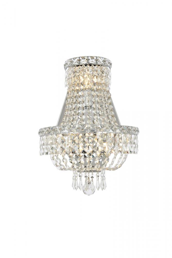 Tranquil 3 Light Chrome Wall Sconce Clear Royal Cut Crystal