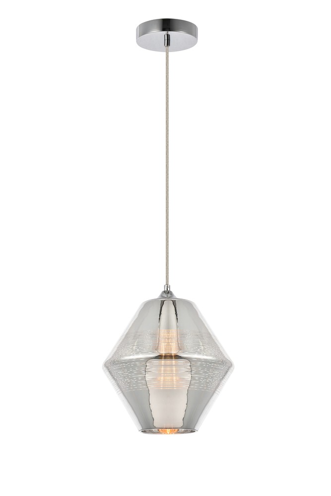Reflection Collection Pendant D9in H10.5in Lt:1 Chrome finish and horizontal lines