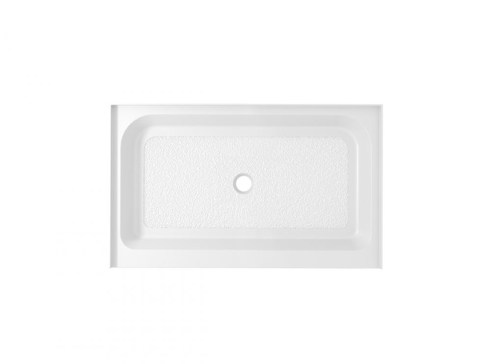 48x32 Inch Single Threshold Shower Tray Center Drain in Glossy White