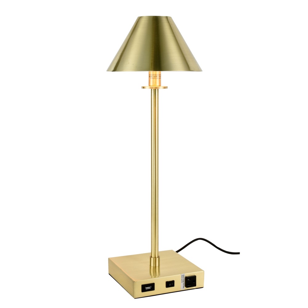 Brio Collection 1-Light Brushed Brass Finish Table Lamp