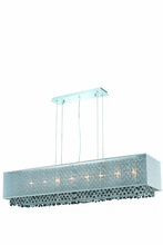 Elegant 1691D48C-CL03/SS - 1691 Moda Collection Hanging Fixture w/ Silver Fabric Shade L48.5in W12.5in H11in Lt:8 Chrome Finish