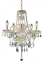 Elegant 7835D20G/RC+SH - 7835 Princeton Collection Hanging Fixture D20in H22in Lt:5 Gold Finish (Royal Cut Crystal Clear)