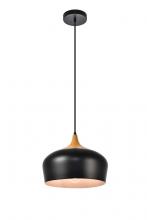 Elegant LDPD2005 - Nora Collection Pendant D11.5in H9in Lt:1 Black and Natural Wood Finish