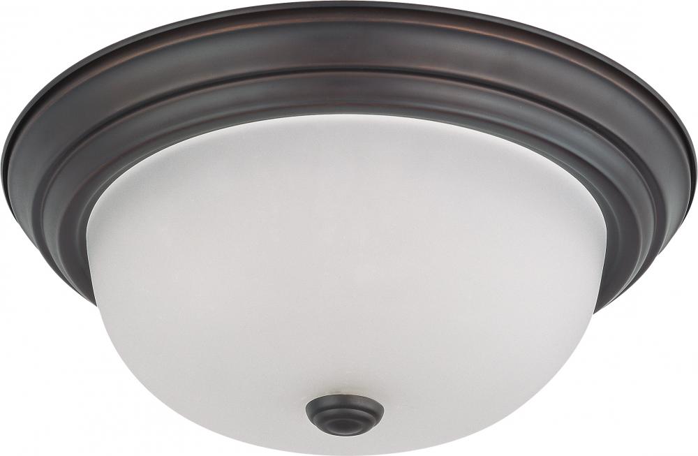 2 Light 13" Flush Mount with Frosted White Glass; Color retail packaging