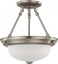 Nuvo 62/1116 - 2 Light - LED 11" Semi-Flush Fixture - Brushed Nickel Finish - Frosted Glass - Lamps Included