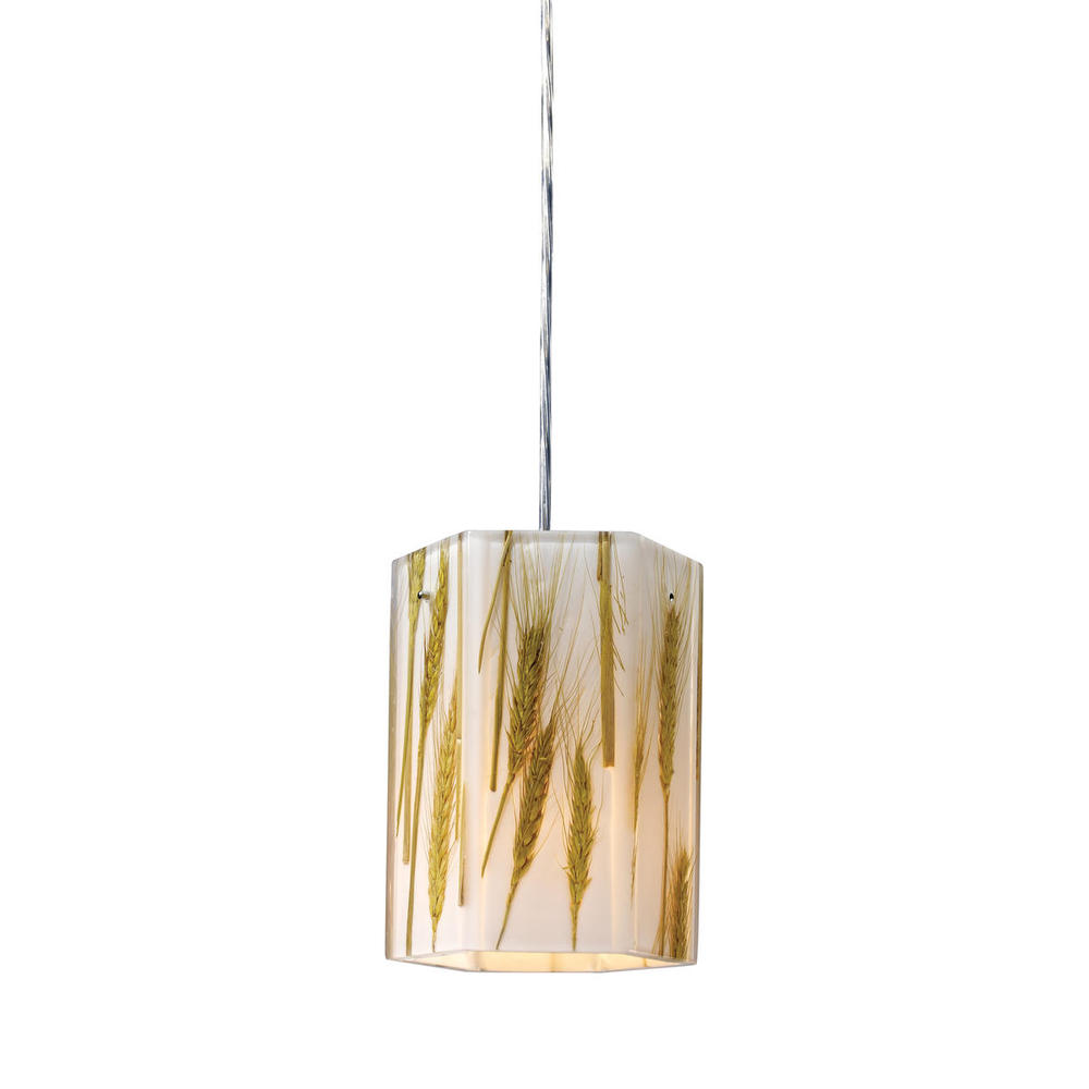 Modern Organics-1-Light Pendant in Wheat Material in Polished Chrome