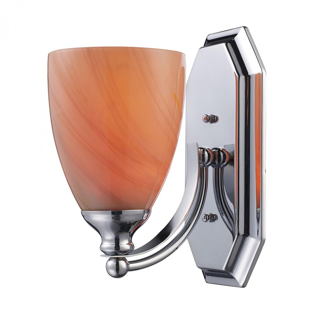 Mix and Match Vanity 1-Light Wall Lamp in Chrome with Sandy Glass