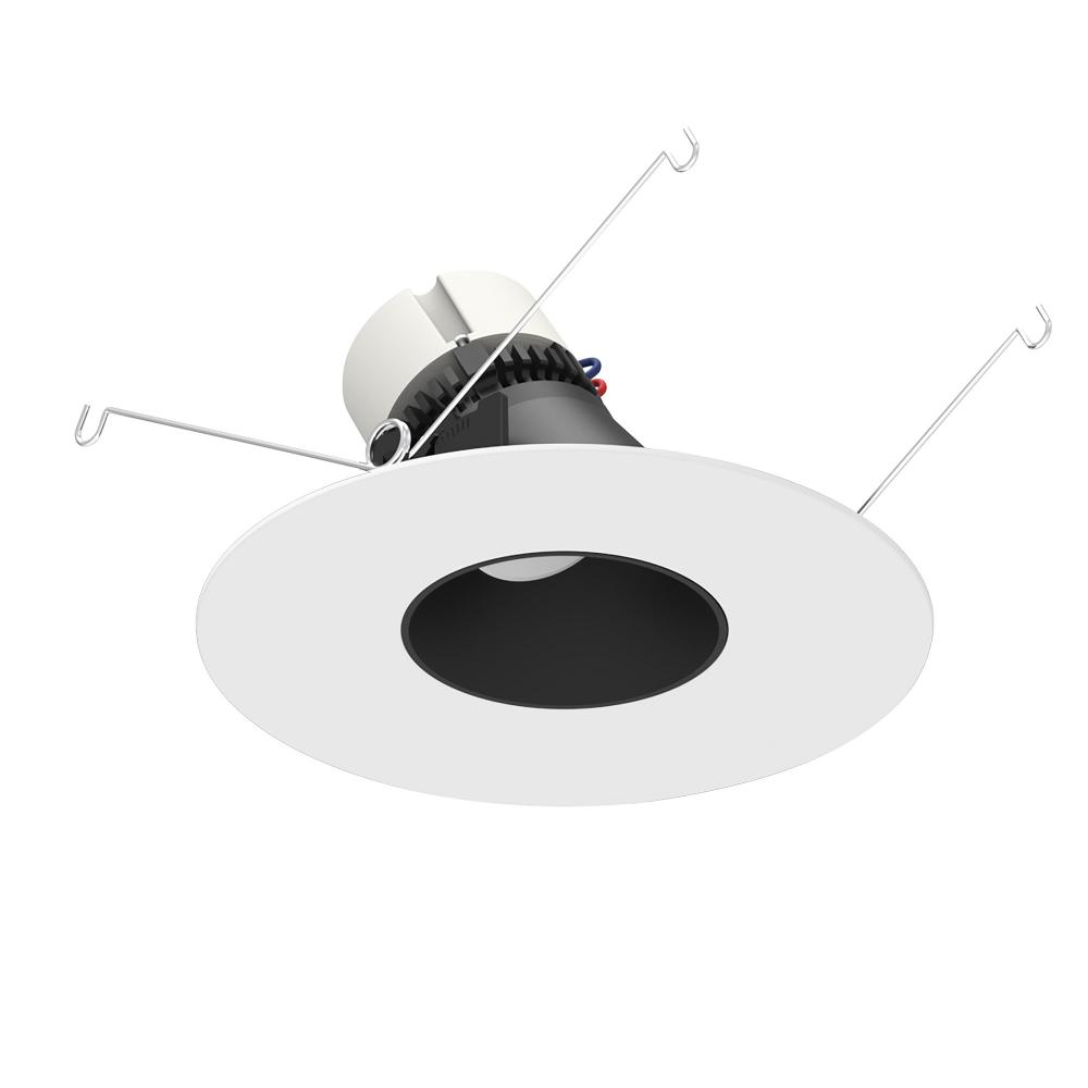 5"/6" Pearl LED Round Adjustable Slot Retrofit, 950lm / 12W, 2700K, Black Reflector / Matte