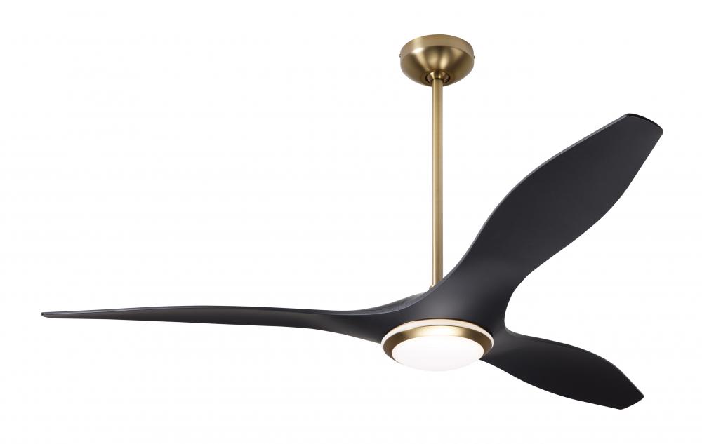 IC/Brisa DC Fan- Satin Brass/Matte Black Finish; 56" Matte Black Blades; 17W LED (Satin Brass Tr