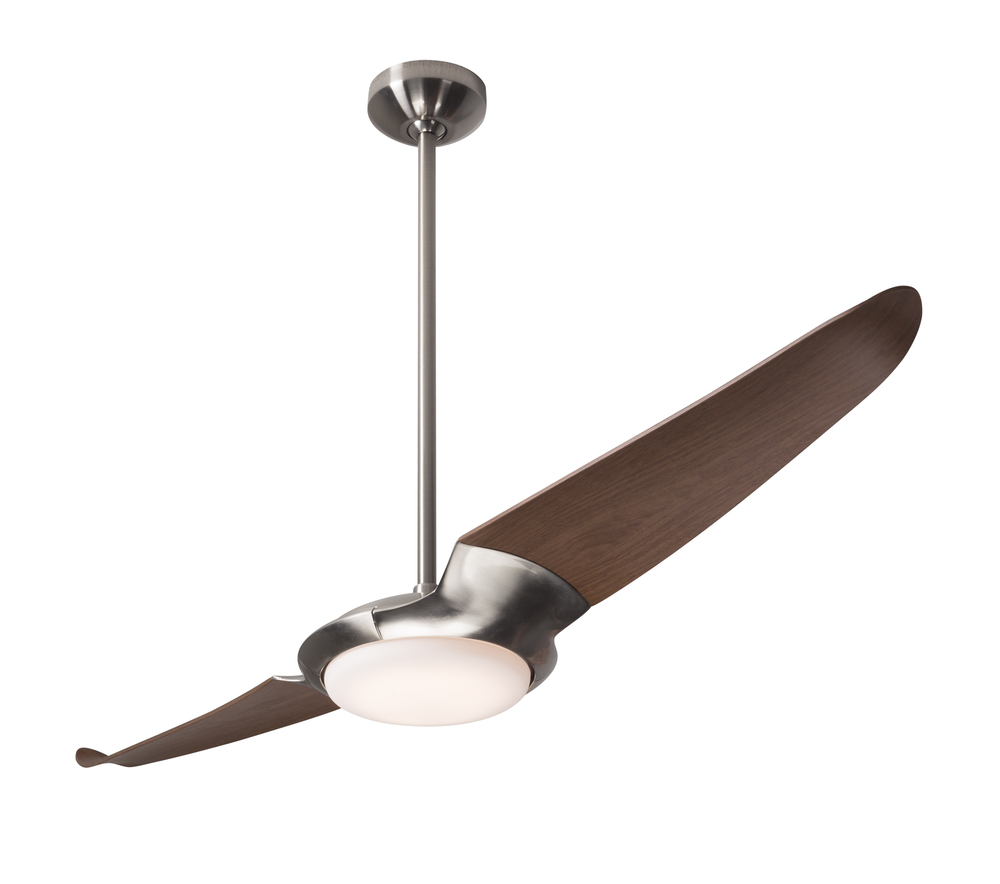 IC/Air (2 Blade ) Fan; Bright Nickel Finish; 56" Mahogany Blades; 20W LED; Wall/Remote Combo Con