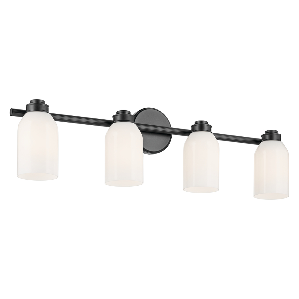 Shae 31" 4-Light Vanity Light with White Opal Glass in Black