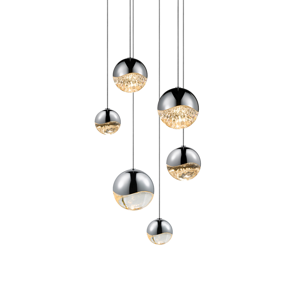 6-Light Round Assorted LED Pendant