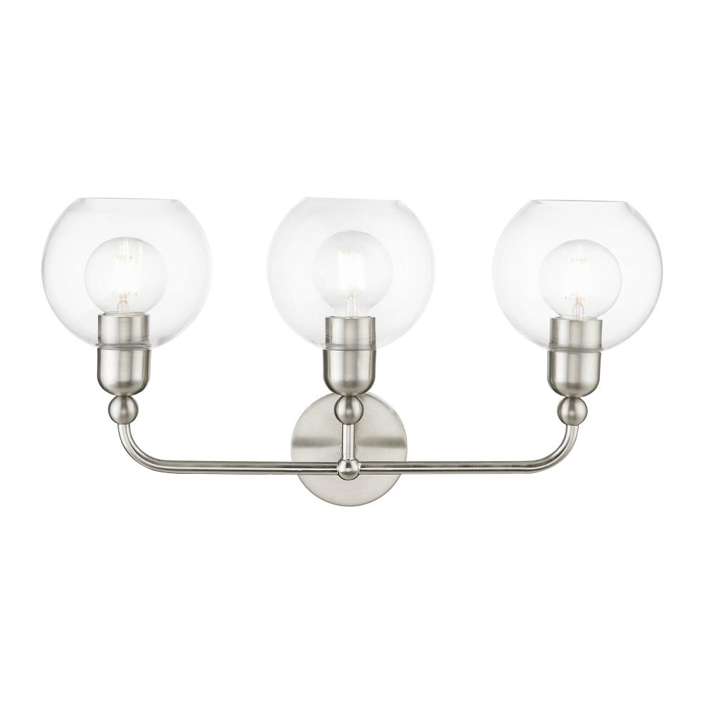 3 Light Brushed Nickel Sphere Vanity Sconce