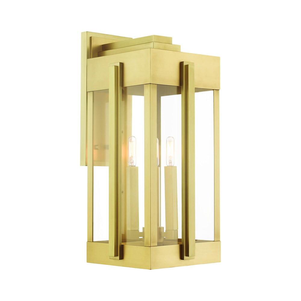 3 Lt Natural Brass Outdoor Wall Lantern