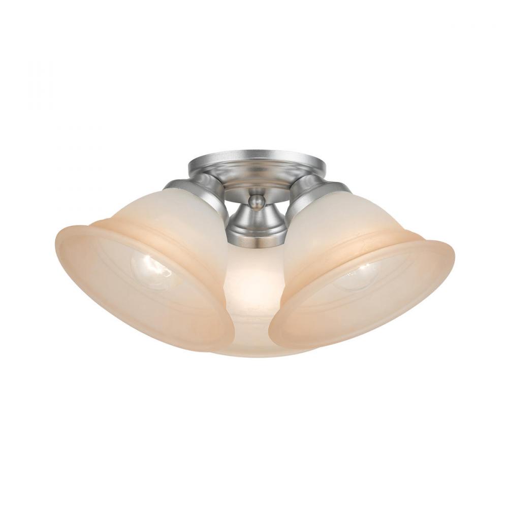 3 Light Painted Satin Nickel Flush Mount