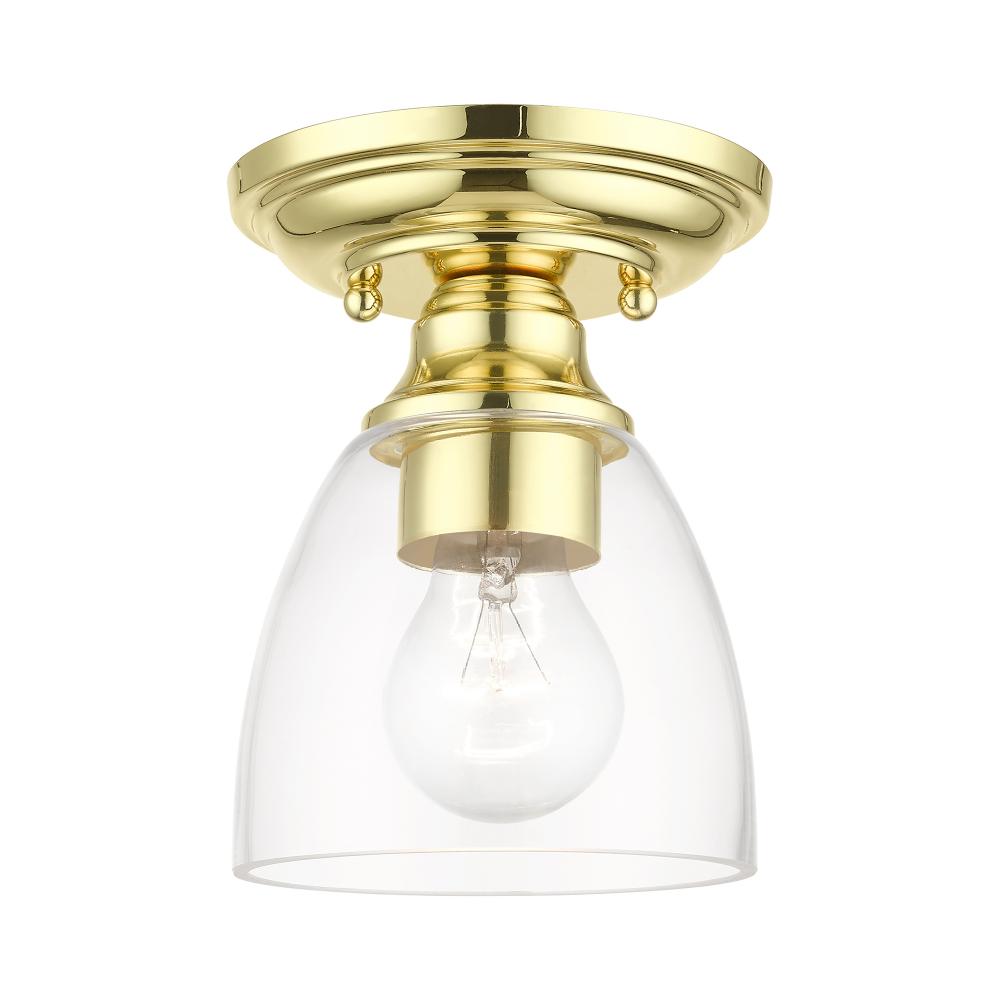 1 Light Polished Brass Petite Semi-Flush