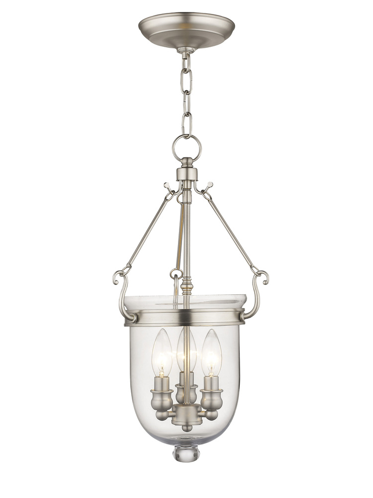 3 Light Brushed Nickel Chain Lantern