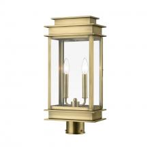 Livex Lighting 2017-01 - 2 LT Antique Brass with Polished Chrome Stainless Steel Reflector Outdoor Large Post Top Lantern
