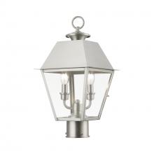 Livex Lighting 27216-91 - 2 Light Brushed Nickel Outdoor Medium Post Top Lantern