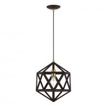 Livex Lighting 41328-07 - 1 Light Bronze with Antique Brass Accents Pendant