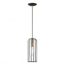 Livex Lighting 49713-07 - 1 Light Bronze with Antique Brass Accents Pendant