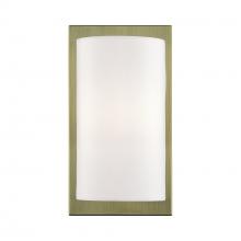 Livex Lighting 50860-01 - 1 Light Antique Brass ADA Sconce with Hand Crafted Off-White Fabric Shade