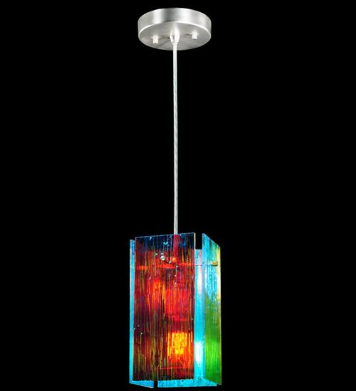 7"W Metro Fusion Fire and Ice Mist Quadrato Mini Pendant