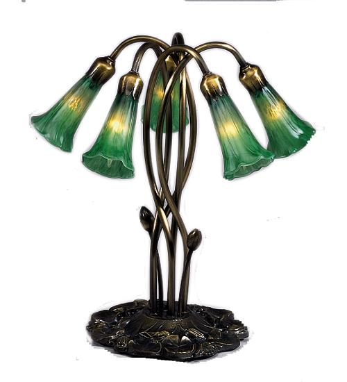 17" High Green Tiffany Pond Lily 5 LT Accent Lamp