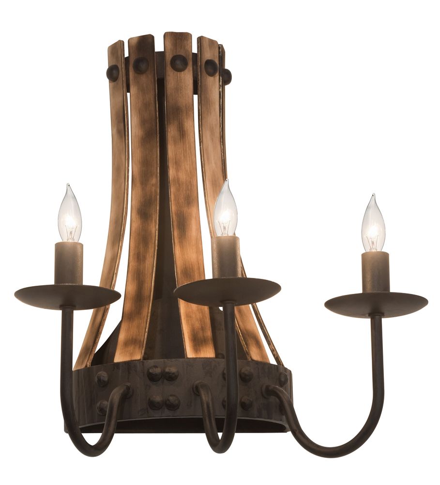 14" Wide Barrel Stave Wall Sconce