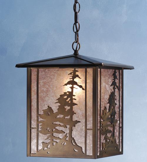 12" Square Tall Pines Lantern Pendant