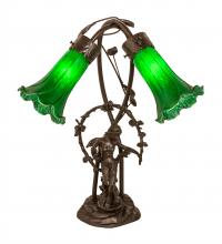 Meyda Blue 109514 - 17" High Green Tiffany Pond Lily 2 Light Trellis Girl Accent Lamp
