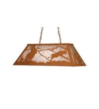 Meyda Blue 15504 - 33"L Cowboy & Steer Oblong Pendant