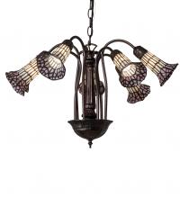 Meyda Blue 236533 - 24" Wide Stained Glass Pond Lily 7 Light Chandelier