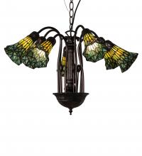 Meyda Blue 236537 - 24" Wide Stained Glass Pond Lily 7 Light Chandelier