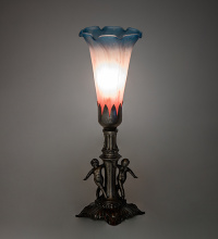 Meyda Blue 262939 - 11" High Pink/Blue Tiffany Pond Lily Maidens Mini Lamp