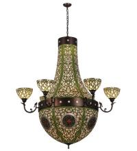 Meyda Blue 38465 - 60"W Grand Tulip Medallion 6 Arm Chandelier