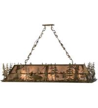 Meyda Blue 65118 - 61" Long Moose Through the Trees Oblong Pendant