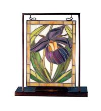 Meyda Blue 68351 - 9.5"W X 10.5"H Lady Slippers Lighted Mini Tabletop Window