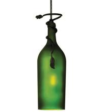 Meyda Blue 69253 - 4" Wide Tuscan Vineyard Frosted Green Wine Bottle Mini Pendant