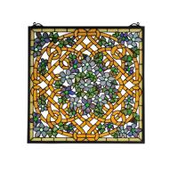 Meyda Blue 99027 - 22"W X 22"H Shamrock Garden Stained Glass Window