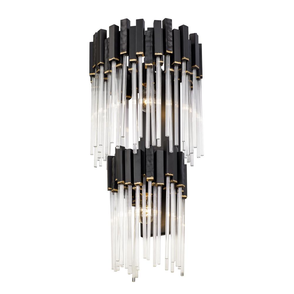 Matrix 2-Lt 2-Tier Sconce - Matte Black/French Gold