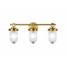 Artcraft AC12023BR - Myla 3 Light Bathroom, Vintage Brass with Ribbed Glass Glassware
