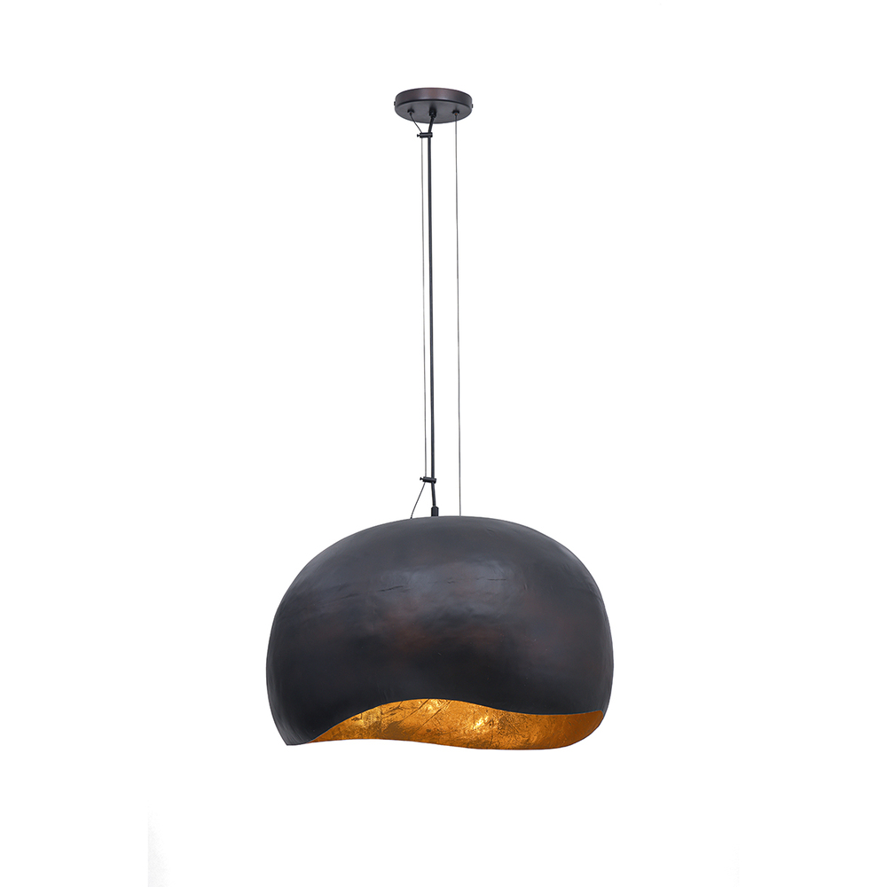 Baleia 3 Light Pendant in Black and Gold Foil