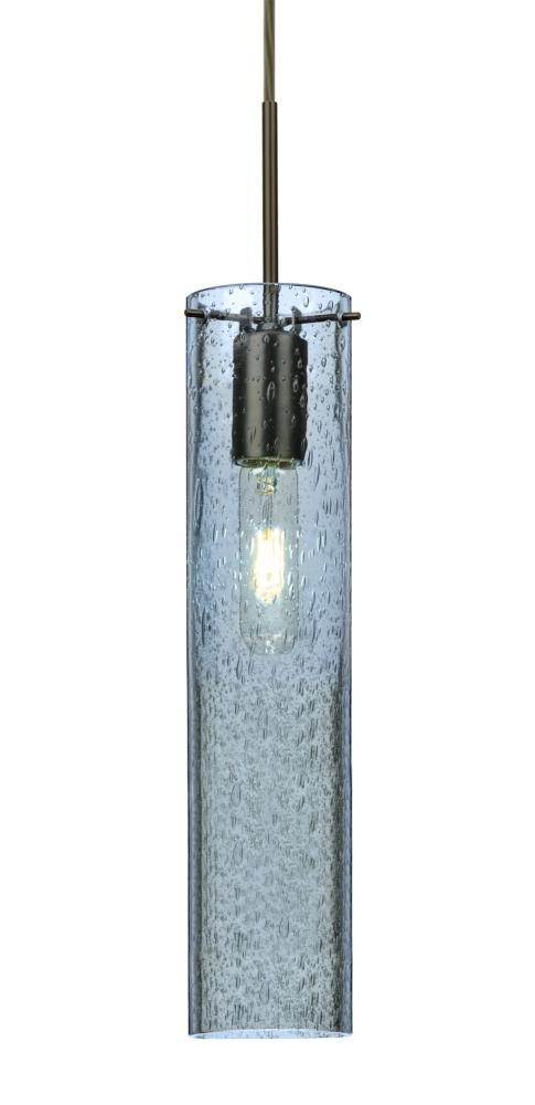 Besa, Juni 16 Cord Pendant, Blue Bubble, Bronze, 1x60W Medium Base