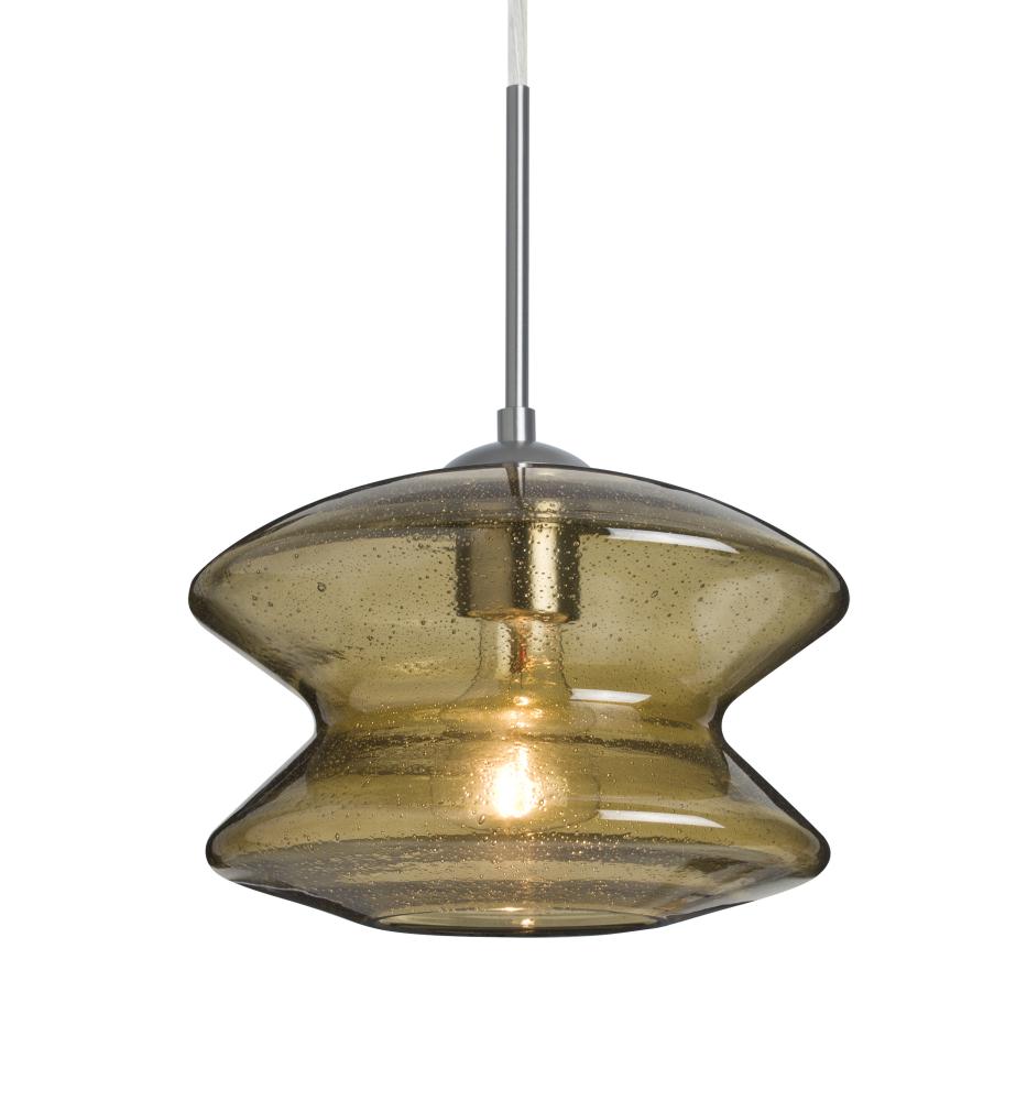 Besa, Zen Cord Pendant, Latte Bubble, Satin Nickel Finish, 1x60W Medium Base