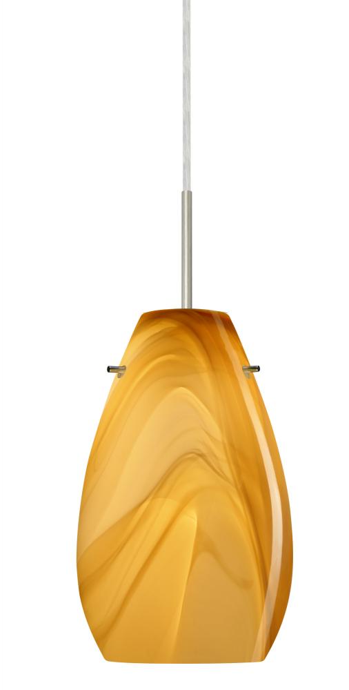 Besa Pera 9 Pendant Satin Nickel Honey 1x100W Medium Base, 15Ft. Cord