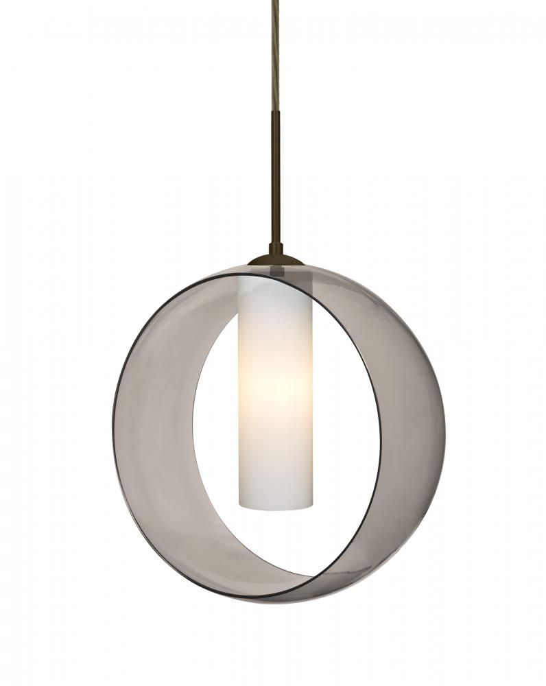 Besa, Plato Cord Pendant, Smoke/Opal, Bronze Finish, 1x60W Medium Base