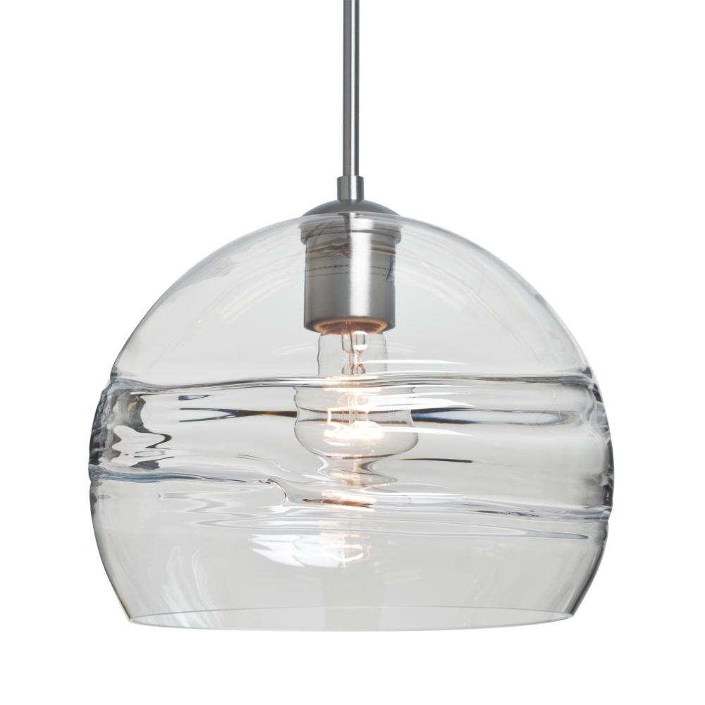 Besa Spirit 10 Pendant, Clear, Satin Nickel Finish, 1x60W Medium Base, 15Ft. Cord